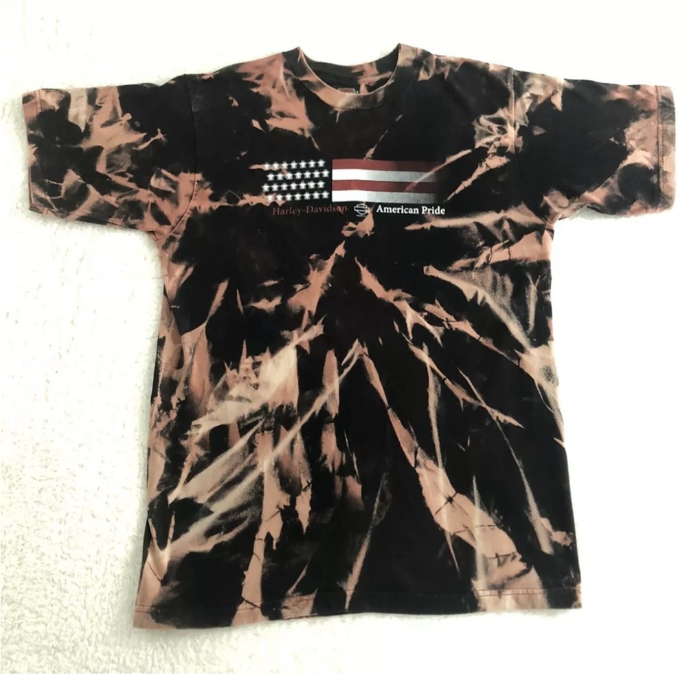 Harley Davidson Motorcycles American Pride USA Flag RARE T Shirt Adult Sz Large